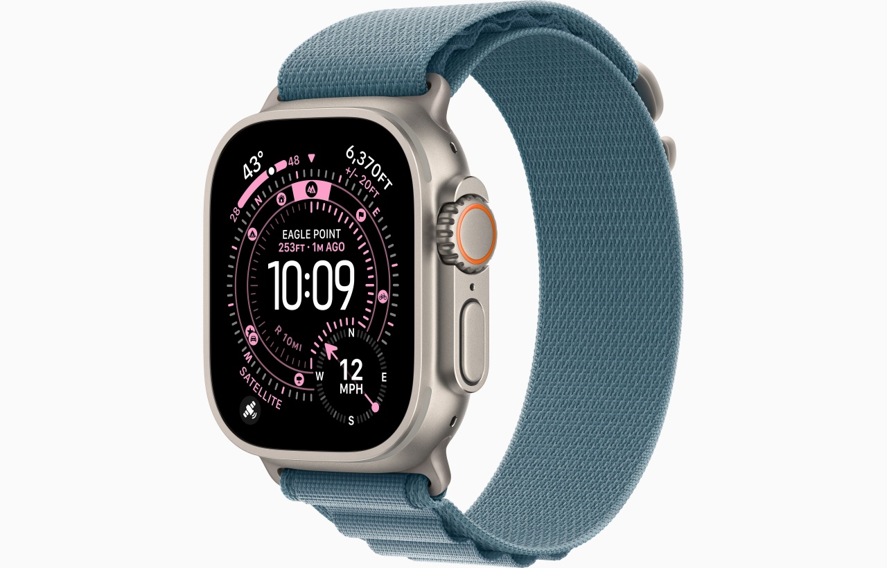 Apple Watch Ultra 3 GPS + Cellular 49mm Natural Titanium Case with Light Blue Alpine Loop
